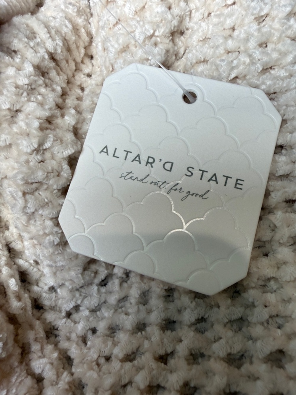 Altar'd State Cream Cable Sleeve Crewneck Sweater - Picture 3 of 3